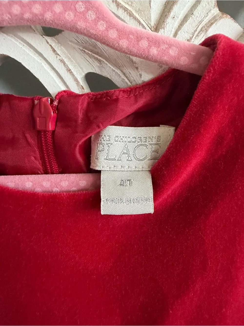 Red Velvet Holiday Dress Size 4T with Black Ruffle